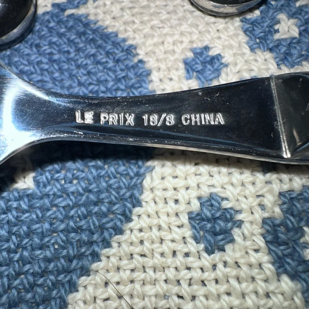 Vintage Le Prix Dinner Tablespoons Black Handle Flatware Stainless 18/8 Set 6